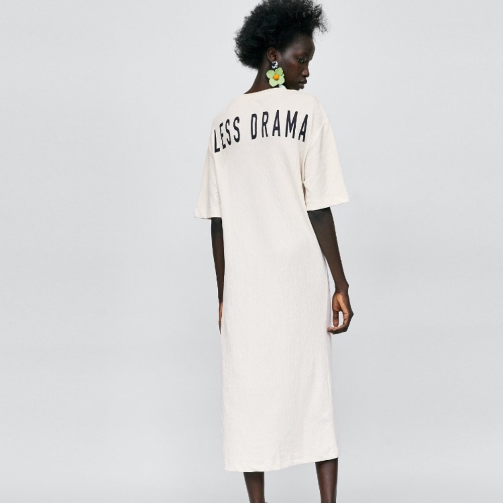 Less drama Zara slogan dress